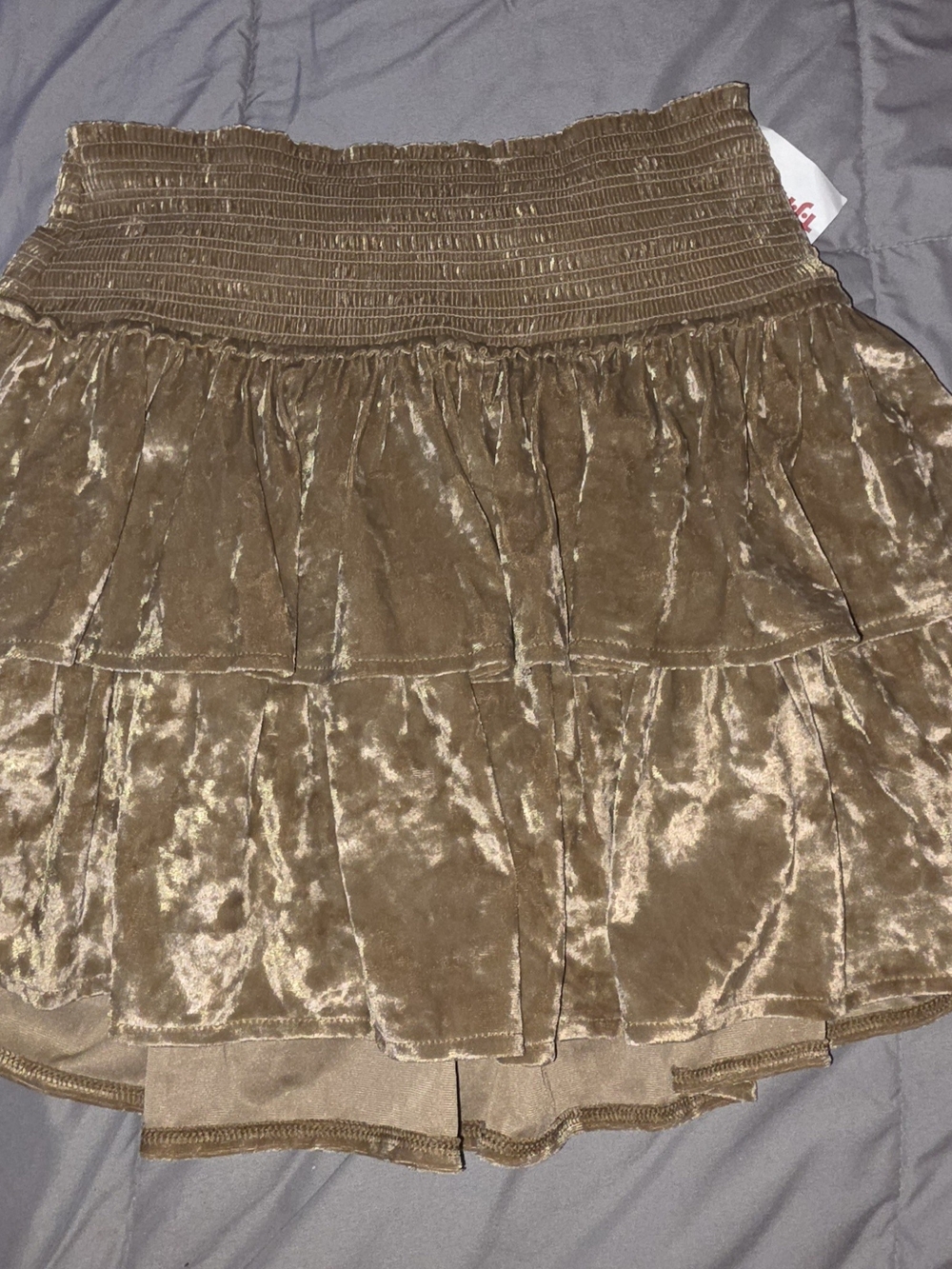 aerie Brown Velvet Tiered Mini Skirt